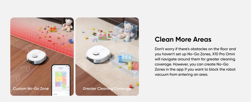 eufy X10 Pro Omni Robot Vacuum and Mop Combo, Incredible Suction, Dual Mops with 12 mm Auto-Lift and Carpet Detection, AI Obstacle Avoidance, Auto Mop Washing&Drying, Self-Emptying, White