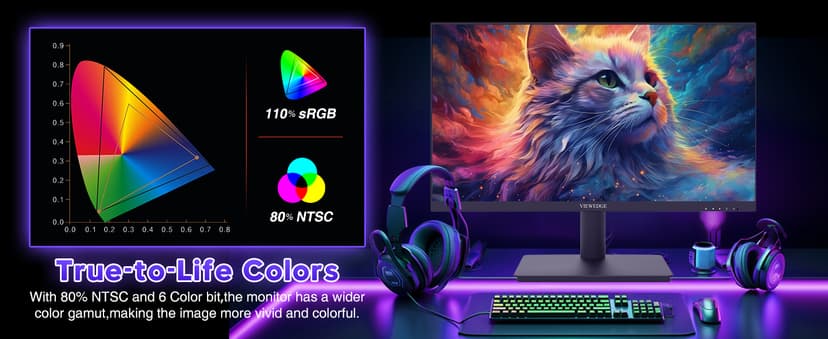 Viewedge 24 Inch Gaming Monitor with 240Hz, VA 1ms, FHD 1080p and HDR 10 PC Computer Monitor with 110% sRGB, Bluelight Filter, 2 HDMI & 1 DP Port, Support Adaptive Sync and Wall Mounted