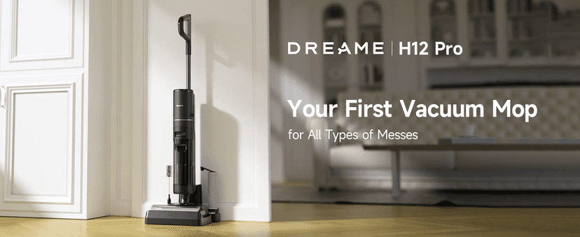 DREAME H12 PRO Vacuum Mop, Wet Dry Vacuum Cleaner for Hard Floor, Vacuum and Mop at The Same Time for Wet & Dry Messes, Auto Self-Cleaning, Edge to Edge Cleaning with Hot Air Drying