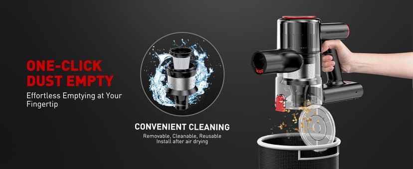 Cordless Vacuum Cleaner, 45KPA 8-in-1 Vacuum Cleaners for Home, 50Mins Runtime, Anti-Tangle Stick Vacuum with LED Display, Rechargeable Lightweight Vacuum for Pet Hair/Carpet/Floor (Red) (Red)