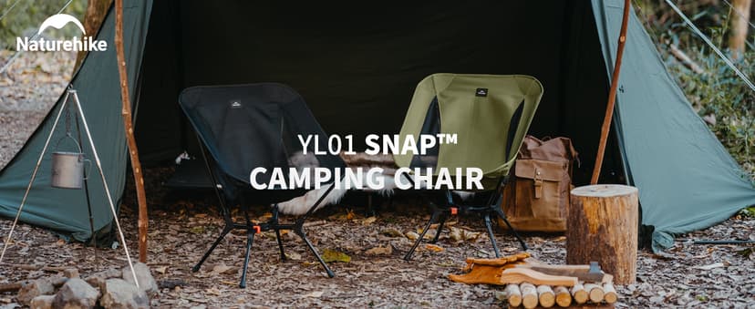 Naturehike YL01 Snap Camping Chair, 1 Second Setup Frame, 441lb Capacity Camp Chair, Portable & Lightweight Backpacking Chair