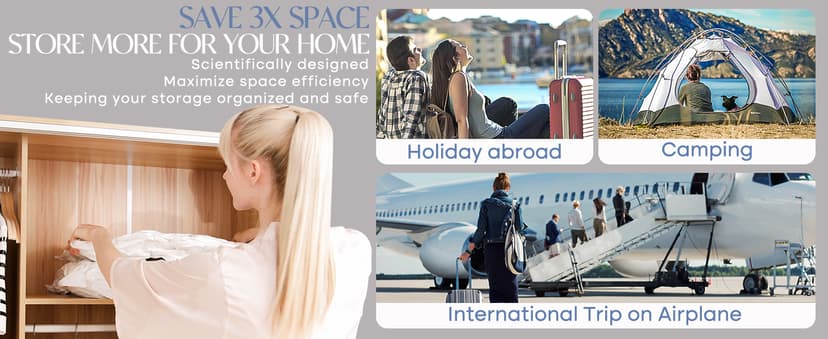 Travel Vacuum Bags with Rechargeable Cordless Air Pump, 12 Pack Vacuum Storage Seal Bags for Clothing(4 Large+4 Medium+4 Small), Compression Packing for Clothes Suitcase Luggage