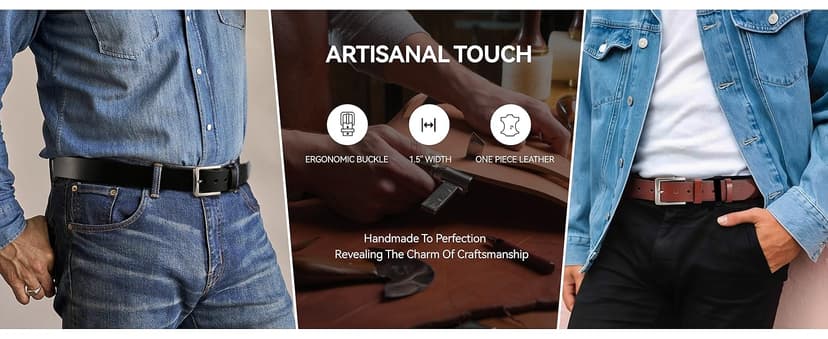 CHAOREN 1.5" Mens Belts Leather - Italian Full Grain Leather Belts - Ideal for Casul Jeans & Work Wear