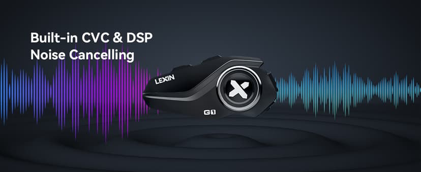 LEXIN G1 Motorcycle Helmet Bluetooth Headset, Helmet Speakers with 2 Type Microphones, Waterproof Motorcycle Headphones with HD Stereo Sound, Hands-Free Call/Music/GPS, 4 Color Faceplates, Single Use