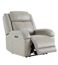Watson & Whitely Genuine Leather Power Recliner Chairs for Adults, Wall Hugger RV Recliner with Power Headrest & Charging Ports, Electric Recliner Sofa Chair for Living Room, Grey