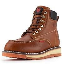 SUREWAY Mens Heavy Duty Soft/Composite/Steel Toe Work Boots for Men-Comfortable,GoodyearWelt,Full Grain Leather,6 in Wedge Moc Toe Construction Boots/Shoes