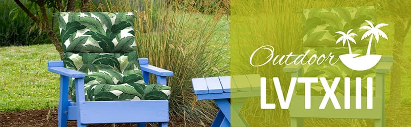 LVTXIII Outdoor Low Back Chair Cushions, Seasonal Replacement Adirondack Chair Cushion with Ties, Patio Waterproof Seat Cushions for Home Garden Use, 21 W x 21 D, Set of 2, Clemens Noir Blue