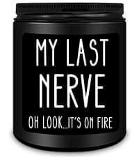 Homsolver Birthday Gifts for Women, Funny Friendship Gift for Best Friend - My Last Nerve Lavender Candle - Unique Birthday Gifts for Women, Her, Mom, BFF, Sister