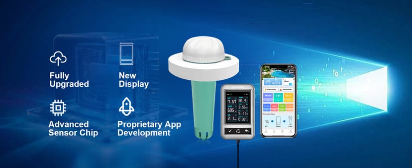 Smart Pool Monitor Pro, Digital Pool Water Tester for Chlorine/pH/ORP/Salinity/TDS/EC with App View, Electronic Pool Chemical Tester for Hot Tub & Spa