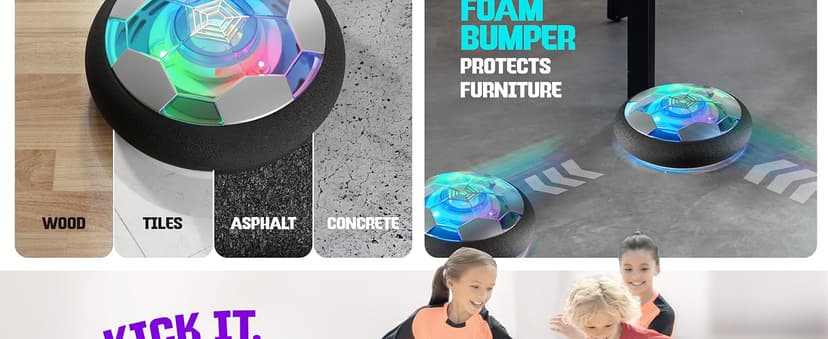 Hover Soccer Ball for Kids - Boy Birthday Gifts - Indoor Toy Games Gift for Boys Age 6, 7, 8, 9, 10, 11, 12 Year Old - Light-Up Toys Game for Kid - 6-8, 8-12 - Gift for 8 Year Olds (Single)