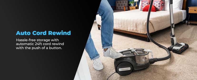 Kenmore DC5070.01 Upgrade 500 Series Bagless Canister Vacuum with Hair Eliminator Brushroll,2-Motor Cyclonic Technology, HEPA Filtration & 24' Auto Cord Rewind for Pet, Carpets, Hard Floors, Stairs