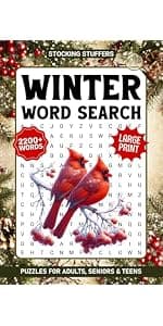 Christmas Word Search Puzzles For Adults Large Print: 2400+ Winter Holiday Themed Words To Find, Fun White Elephant Gifts And Stocking Stuffers For Seniors, Men & Women B0FP9G9NY6