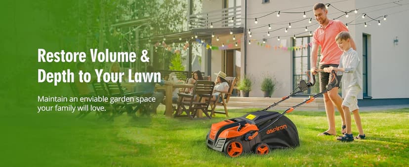 16” Artificial Turf Vacuum,1800w Grass Sweeper 15 Amp Lawn Sweeper Yard Power Brush with 45L Removable Leaf Collection Bag, Quick-Fold, Keeps Clear Sweepy Box, Orange