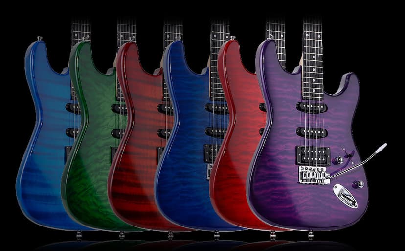 Leo Jaymz 39" Full Size ST Style Electric Guitar Starter Kit with SSH Pickup, 5W Portable Amp, Tuner, Gig Bag, Strap & Accessories (Violet Ocean)