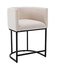 Modern Counter Height Bar Stools Set of 2, 26 Inch Faux Sherpa Upholstered Bar Stools with Back, 18" Seat Wide Island Stools with Black Metal Frame for Kitchen Counter/Breakfast Bar/Restaurant, White