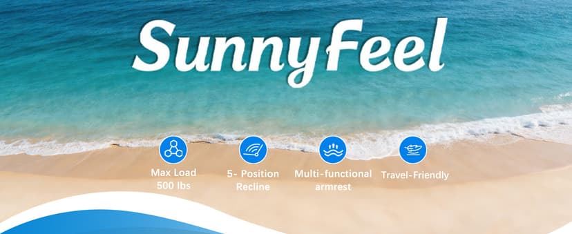 SUNNYFEEL Extra Wide Low Beach Chair 5 Position Lay Flat 500 LBS Heavy Duty, XL Oversized Portable Folding Camping Chairs with Cup Holder for Outdoor/Trip, Lightweight Backpack Beach Chair for Adults