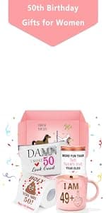 50th Birthday Gifts for Her Funny Happy 50th Birthday Decorations for Women 50 Year Old Gifts for Woman 50 and Fabulous Gift for Woman Sister Mom Best Friend Wife - Coffee Mug Makeup Bag Toilet Paper