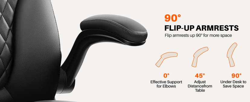 BestEra Leather Office Chair, Ergonomic Executive Desk Chair with Adjustable Armrests, 360° Swivel, High Back & Lumbar Support for Home Office (Black)