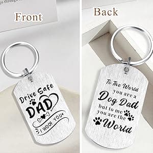 Alotozo Dog Dad Gifts for Men - Christmas Gifts from Dogs to Daddy - Drive Safe Dad Keychain - From Puppy to Daddy Stocking Stuffer - Dog Lover Gift for Father