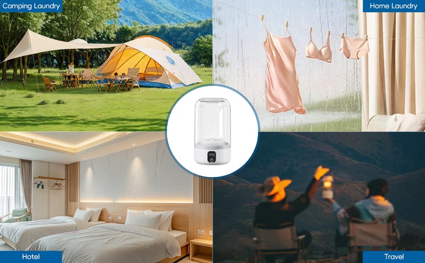 Underwear Mini Washer, 2025 Portable Washing Machine with 4000mAh Cordless Rechargeable Battery for Deep Cleaning Small Clothes, Perfect for Travel, Solo Living, Apartments, Camping