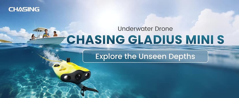 Chasing Gladius MINI S Upgraded Professional Underwater Drone Set, with 4k Resolution + EIS Anti-Shake Camera, Remote Control and App Remote Control, Support Multiple Mounts