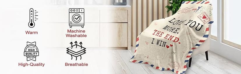 Christmas Anniversary Couple Gifts for Women - I Love You More Soft Fleece Throw Blanket 50x60 in - Birthday Romantic Gifts for Girlfriend Boyfriend Wife Husband, I Love You Gift for Him Her