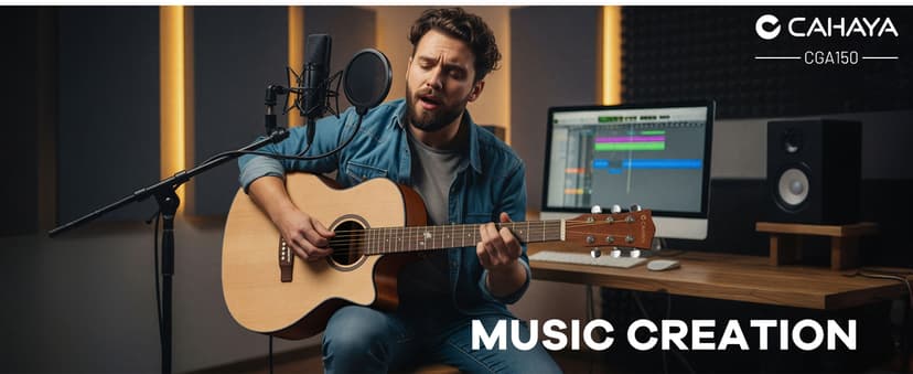 CAHAYA Acoustic Guitar Beginner Set - 41" Full Size Spruce Top Mahogany Body with Okoume Neck Rosewood Fingerboard, GA Cutaway Design, Balanced Rich Tone with Gig Bag, Strap, Capo, Strings & Picks