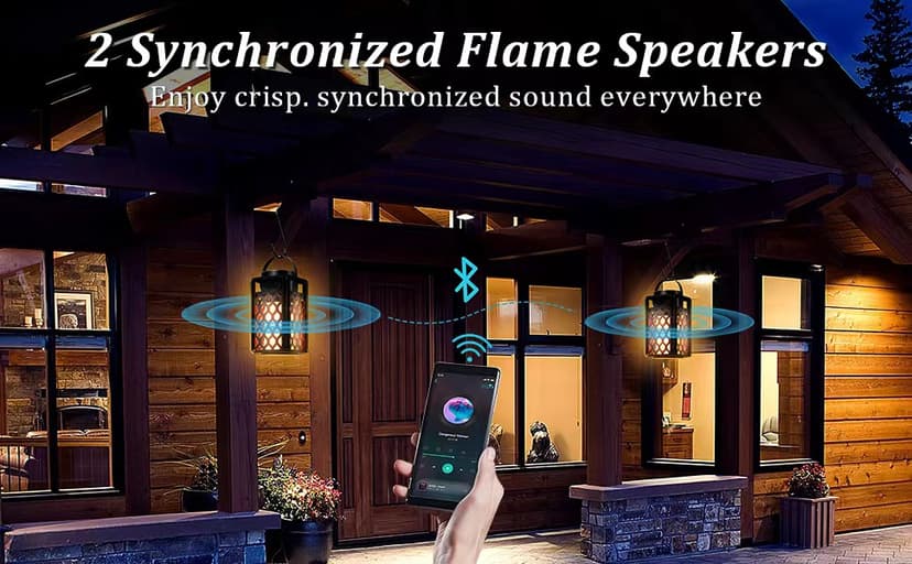 Outdoor Bluetooth Speakers Waterproof Portable Led Flame Speaker with Torch Atmosphere 10w Enhanced Bass for Patio Porch Garden Home Backyard Decor, Gifts for Men Women Couples Dads Moms