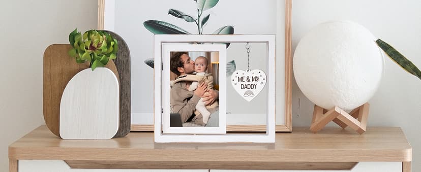 New Dad Gifts, First Time Dad Gifts, Me and My Daddy Picture Frame, Baby Gift for Daddy,Room Decor Vintage Style,Baby Gender Neutral Rotating Photo Frame 4x6