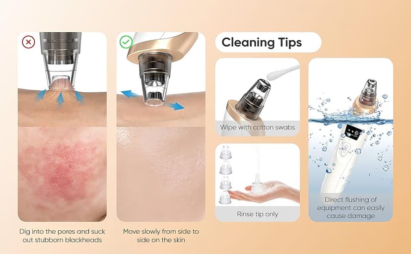 Blackhead Remover Vacuum - Professional Blackhead Extractor for Face with 3 Adjustable Suction Levels, USB Rechargeable Pore Cleaner, and 5 Interchangeable Probes (White)