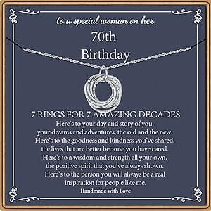 Birthday Gifts for Women, Sterling Silver Chain Circles Necklace 30th 40th 50th 60th 70th 80th 90th Birthday Necklace for Her Woman 30 40 50 60 70 80 90 Years Old Birthday Gifts for Women