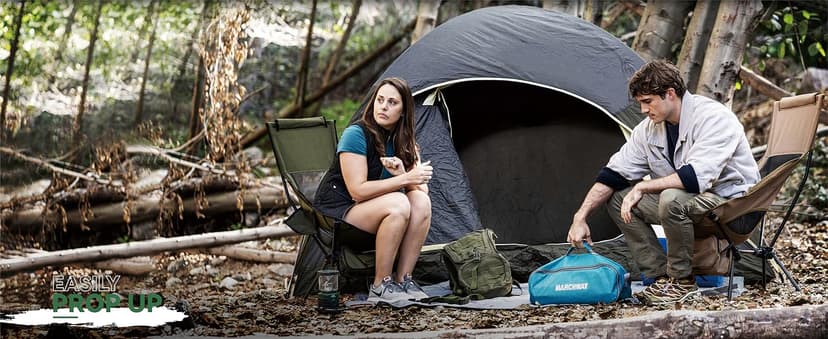 MARCHWAY Lightweight Folding High Back Camping Chair with Head Support, Stable Portable Compact for Outdoor Camp, Travel, Beach, Picnic, Festival, Hiking, Backpacking (Highback Khaki)
