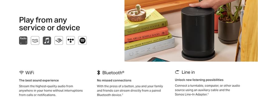 Sonos Move 2 - White - Wireless Portable Bluetooth Speaker