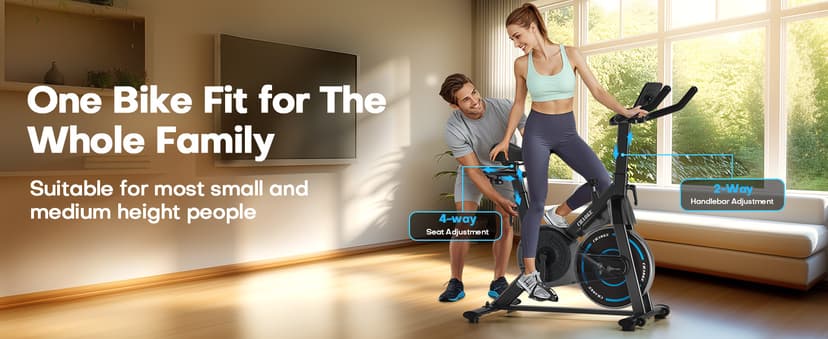 CHAOKE Exercise Bike, Quiet Adjustable Magnetic Stationary Bike for Home Cardio with App Compatible, 350LB Weight Capacity Indoor Cycling Bike with Large Seat, Dumbbell Rack, Pull Cords & LCD Display