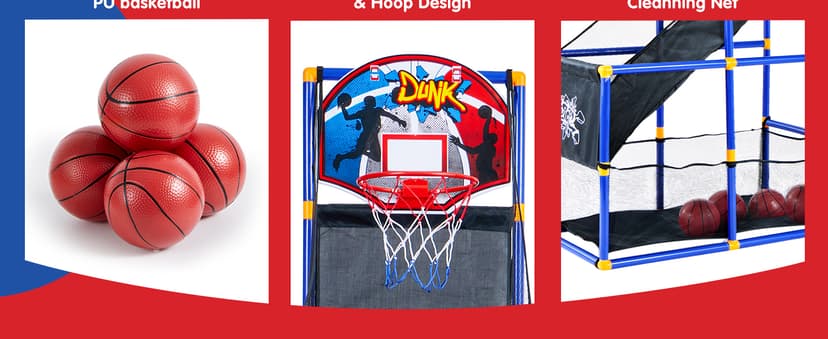 JOYIN Arcade Basketball Game Set with 4 Balls and Hoop for Kids 3 to 12 Years Old Indoor Outdoor Sport Play - Easy Set Up - Air Pump Included - Ideal for Competition