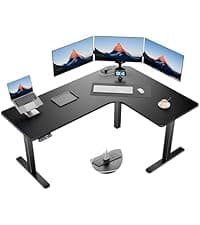 HUANUO Electric Standing Desk, Whole Piece Desktop, Adjustable Height Computer Desk, 4 Height Memory Settings, Sit Stand Up Desk for Home Office, 60" x 24", Light Vintage
