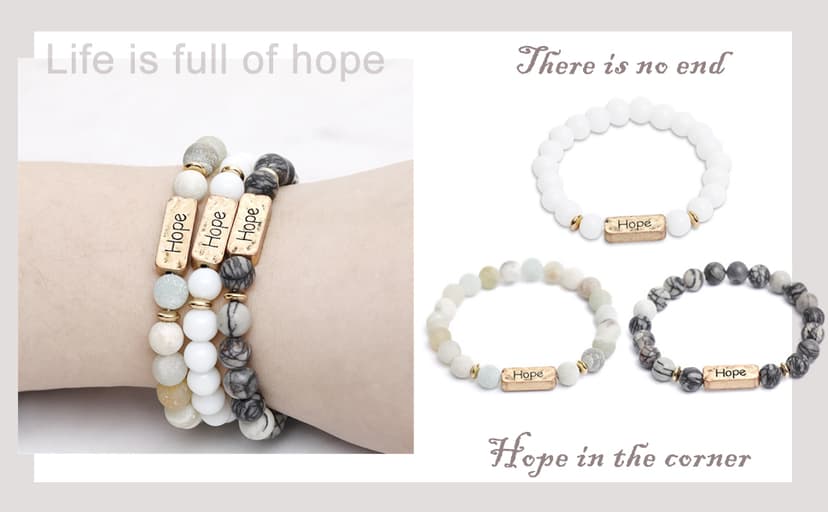 YINRIS 3 Pcs Natural Volcanic Stone Friendship Bracelets Handmade Beaded Stretch Bracelets (bra000001)