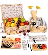 Hap Tim Picnic Basket Backpack for 2 Person with 2 Insulated Cooler Compartment, Wine Holder, Fleece Blanket, Cutlery Set, Wedding Gifts for Couples, Bridal Shower Gifts, Engagement Gifts