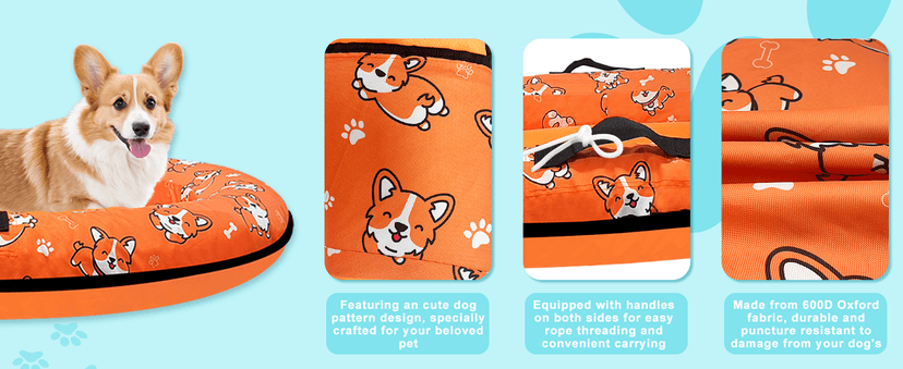 Inflatable Dogs Pool Float with Rope,Puppy Raft Floating Mat,Pet Float for Small Medium Large Dogs Up to 80lb