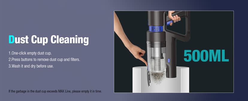 Cordless Vacuum Cleaner, 550W 45KPA 50Min Vacuum Cleaners for Home, Self-Standing Stick Vacuum with Touch Screen, 3 Power Modes, Rechargeable Battery, Handheld Vacuum for Pet Hair/Carpet/Floor