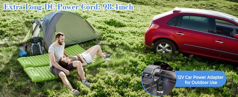 AGPTEK Electric Air Pump,Portable Air Pump with 3 Nozzles, 4.5kPa Quick-Fill,110V AC/12V DC Inflator/Deflator Pumps for Outdoor Camping, Inflatable Air Mattress Beds, Boats, Swimming Ring