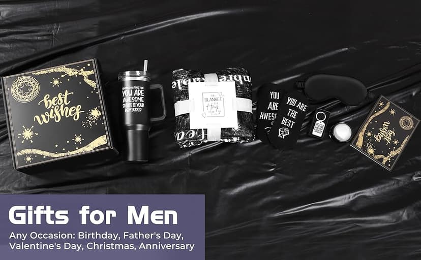Gift Basket for Men - Best Birthday Gifts Box, Anniversary Gift Set, Boyfriend Gift Kit, Get Well Soon Baskets, Self Care Package, Unique Ideas Present for Him Dad Brother Husband Boy Friend Man