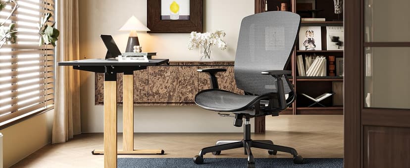 ELABEST T96 Mesh Office Chair,Ergonomic Computer Desk Chair,Sturdy Task Chair- Adjustable Lumbar Support & Armrests,Tilt Function,Comfort Wide Seat,Swivel Home Office Chair