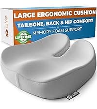 5 STARS UNITED Seat Cushion - Memory Foam Chair Cushion for Tailbone Pain Relief - Ergonomic Support for Coccyx, Sciatica & Butt - Office, Desk & Gaming Chair, Car Seat, Wheelchair, Airplane, Black
