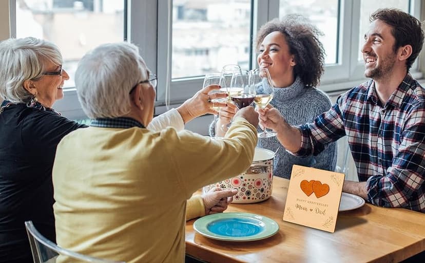 Happy Anniversary Card for Parents - Wood Parents Anniversary Card Gifts from Daughter Son, Wedding Gifts Anniversary for Parents, Anniversary Cards Gift for Mom and Dad