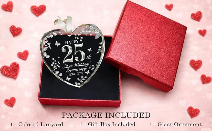 25th Wedding Anniversary Ornament 2001–2026, Silver Anniversary Wedding Gifts Keepsake, 25 Year Anniversary Marriage Gift for Couple, Wife, Husband B0G8KSNVCM