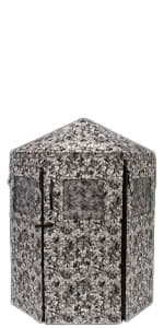 Hawk Reveal Hunting Archery Durable 73" Height Water Resistant Camo Concealing 3 Person Ground Blind with See-Through Mesh Window Panels