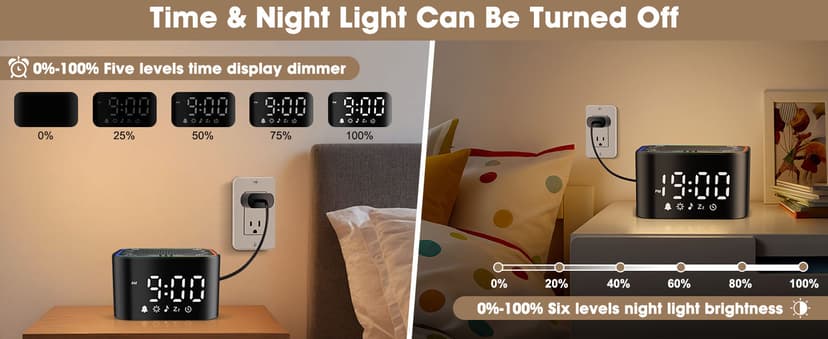 Alampan White Noise Sound Machine with Alarm Clock, 30 Soothing Sounds, Noise Machine for Sleeping, RGB Night Light, Digital Clock, Adults, for Bedside, Nightstand, Including Fan, Rain, Bird, Ocean