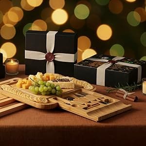 Charcuterie Board Set – Premium Bamboo Cheese Board with Slide-Out Knife Drawer – Complete Hosting Set for Wine Nights & Parties – Perfect Housewarming Gift and Wedding Gift for Couples