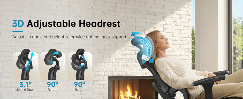 AreShark Office Chair Ergonomic Desk Chair,High Back Computer Chair with 3D Headrest & Armrests,Gaming Chair with Lumbar Support,90-135°Tilt Lock Mesh Office Chair with Footrest,Wheels,Black